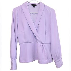 J Crew Lilac Purple Drapey Faux-Wrap Top In 365 Crepe - size 4, Women’s